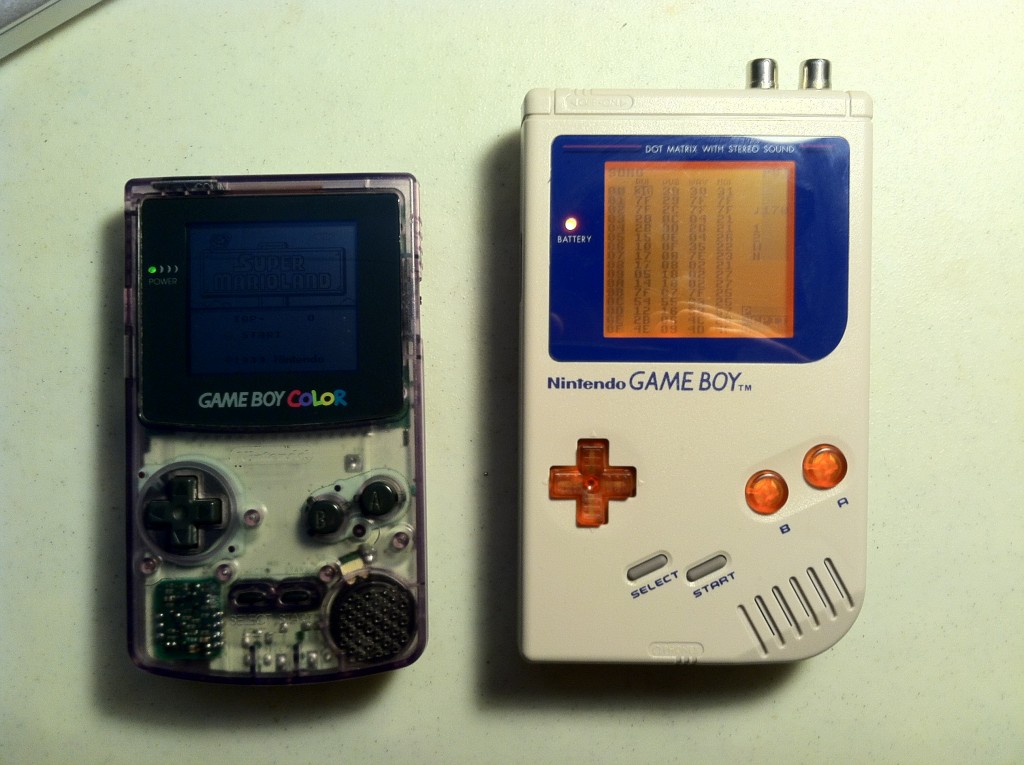 my first two custom Game Boys, BUDO (left) and MIKAN (right)